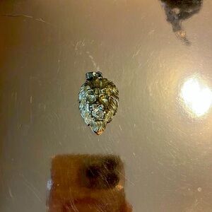 Gold Lion Head Necklace Charm With Crystal